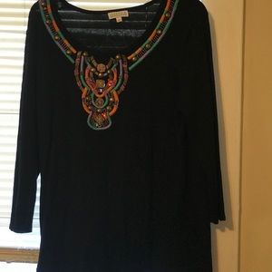 Black tunic with colorful studded detail